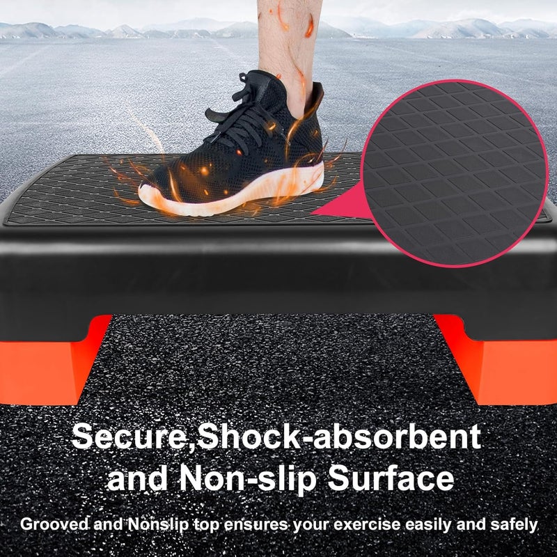 HooKung Height-Adjustable 4"-6" Step Aerobics Platform Fitness Equipment Stepper Trainer Exercise Step Platform with 2 Riser - Image 5